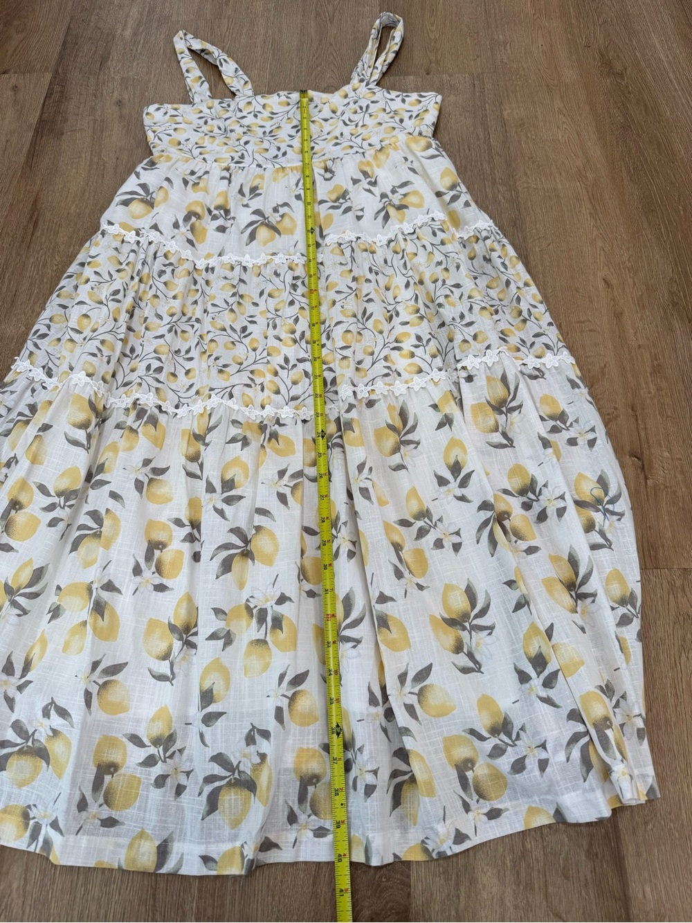 New Dress HAUTE HIPPIE Lemon Print Tiered Midi Sundress Sz.12 Cotton Party - Picture 11 of 14